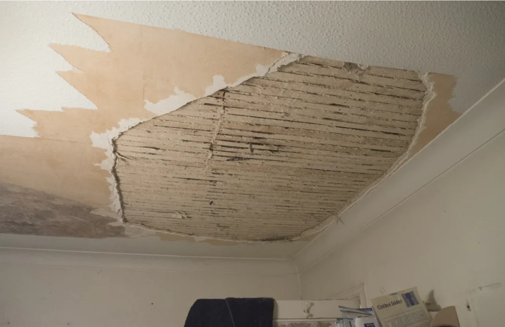 Ceiling damaged by a water leak