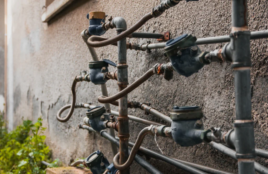 Water meters attached to supply pipes